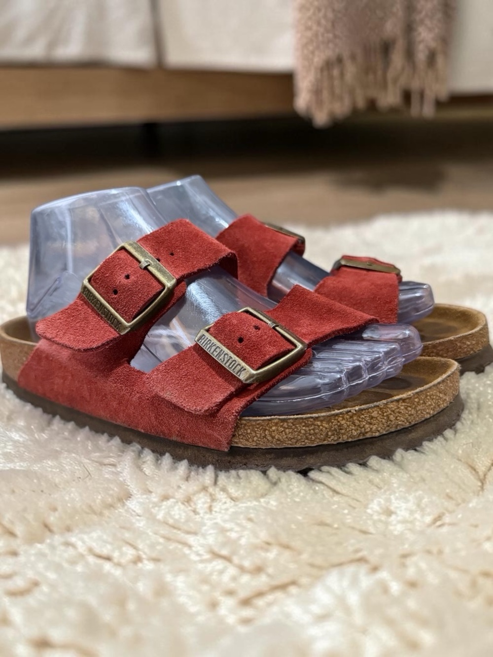Birkenstock Arizona Soft Footbed Burgundy Suede Sandals EU 38 US 7-7.5